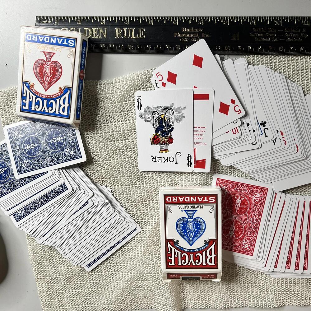 Bicycle Standard Playing Cards Decks Red Blue Rider Back‎ 808 Poker Lot Of 2 USA
